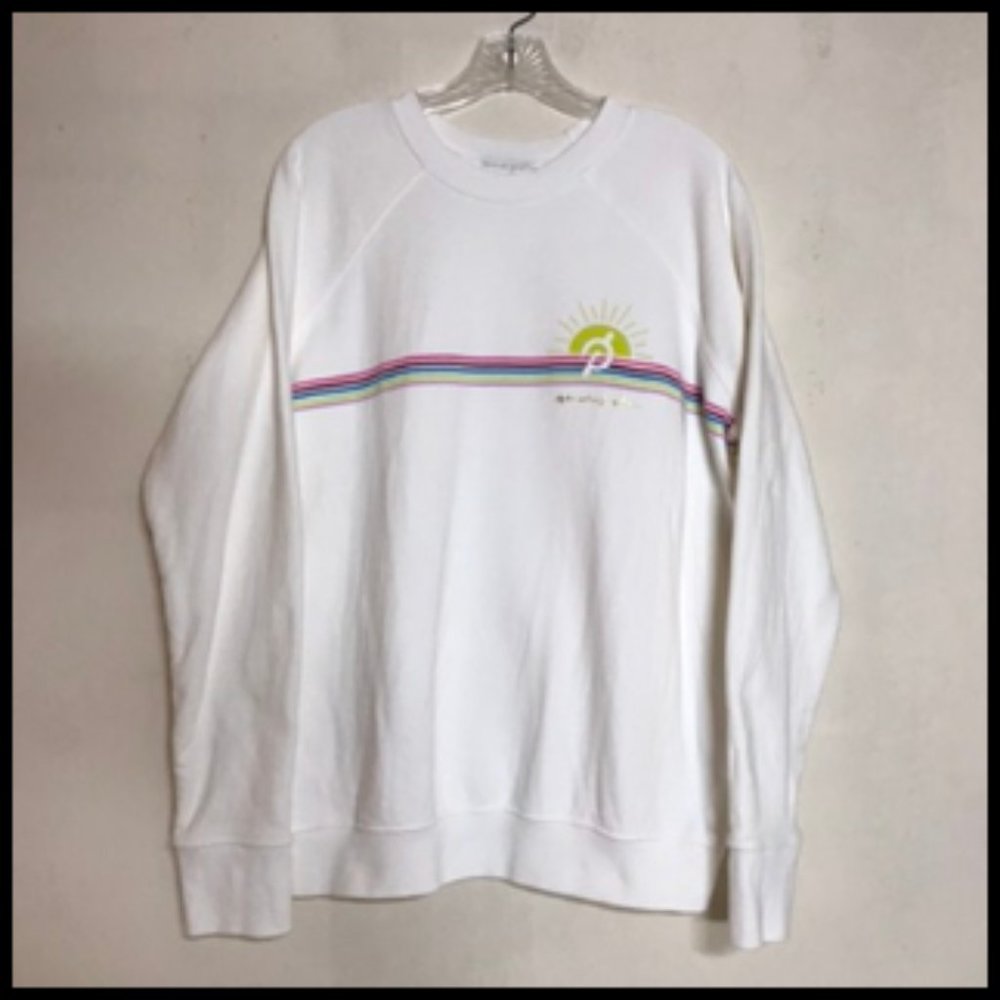 Spiritual Gangster PELOTON Sweatshirt Gold Spellout On Back Sun On Front Size L